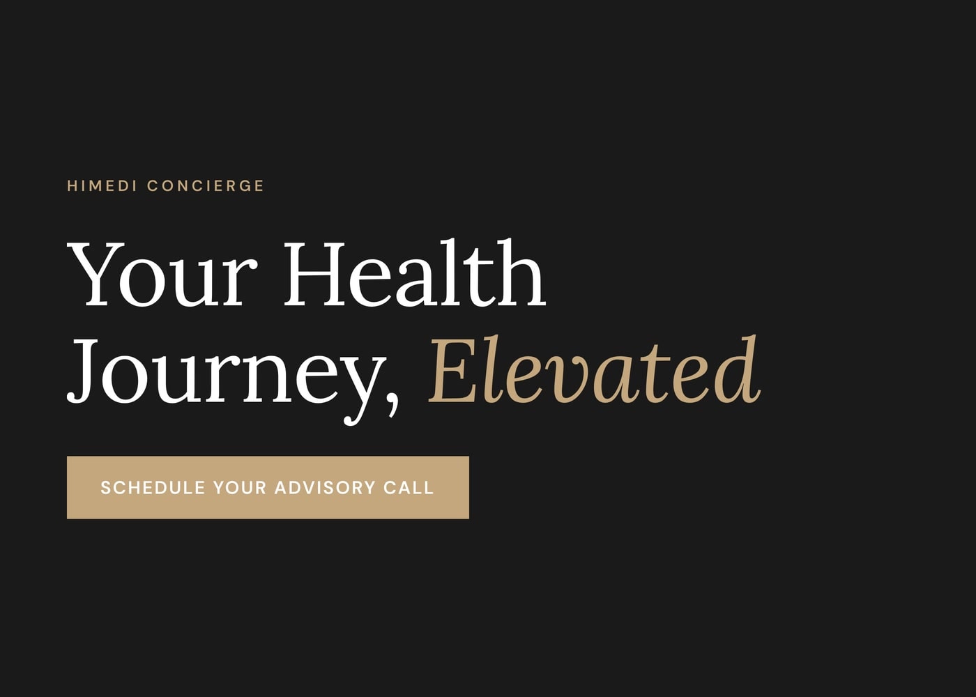 A short loop of the concierge identity: the headline setting in on the dark ground.