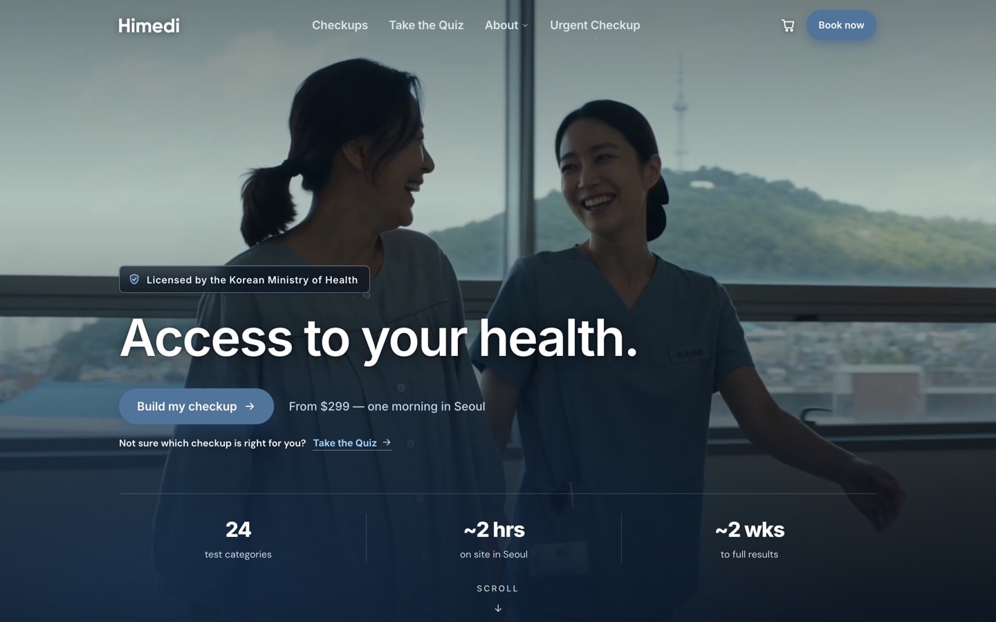 The clinic scene from the hero video at the top of the himedi.com homepage.
